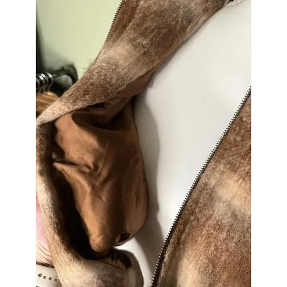 NWT! Lucky Brand Plaid Jacket Light Brown Ombre Size Large - Picture 4 of 8